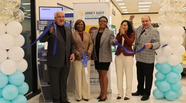 Vehicle registration kiosks Broward County ribbon cutting Abbey Ajayi Publix